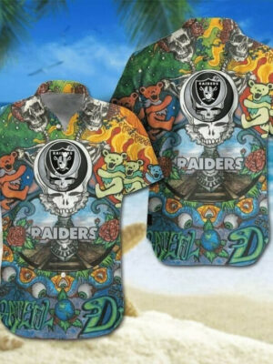 Sport-Team Las Vegas Raiders Skull Hawaiian Shirt Men Women Aloha Shirt