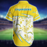 Sport-Team Los Angeles Chargers Flowers Gold Hawaiian Shirt Men Women Aloha Shirt