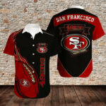 Sport-Team San Francisco 49ers Black Red Ball In Fire Hawaiian Shirt Men Women Aloha Shirt