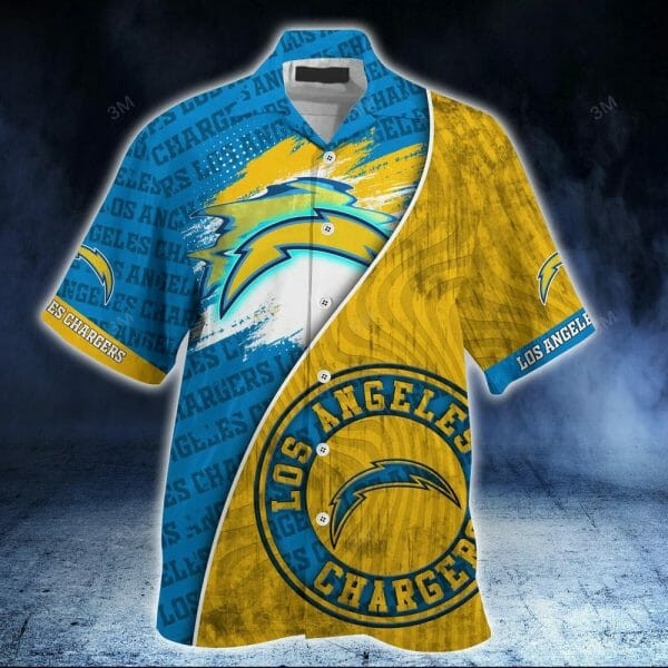 Sport-Team Los Angeles Chargers Blue Gold Hawaiian Shirt Men Women Aloha Shirt