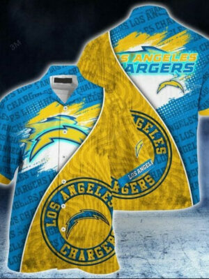 Sport-Team Los Angeles Chargers Blue Gold Hawaiian Shirt Men Women Aloha Shirt