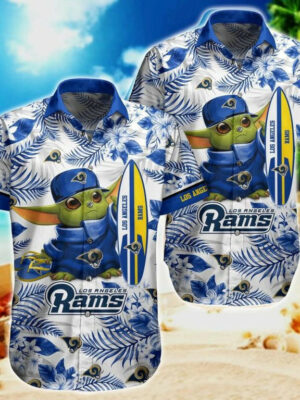 Sport-Team Los Angeles Rams Baby Yoda Style Hot Trends Summber Hawaiian Shirt V4 Men Women Aloha Shirt