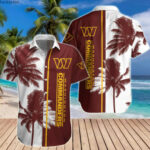 Sport-Team Washington Commanders Coconut Tree White Brown Hawaiian Shirt Men Women Aloha Shirt