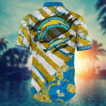 Sport-Team Los Angeles Chargers Gold Flowers Blue Hawaiian Shirt V2 Men Women Aloha Shirt