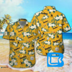 Sport-Team Pittsburgh Steelers White Big Flower In Golder Background Hawaiian Shirt Men Women Aloha Shirt