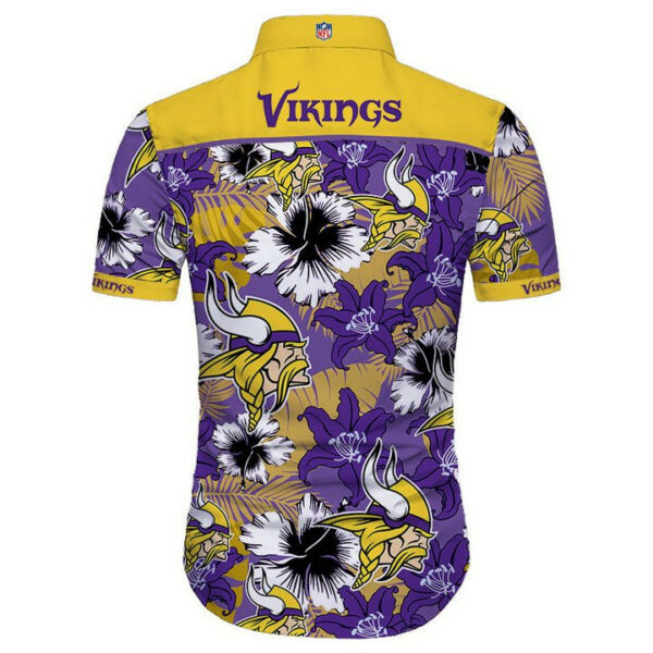 Sport-Team Minnesota Vikings Tropical Flower Purple Yellow Hawaiian Shirt Men Women Aloha Shirt