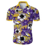 Sport-Team Minnesota Vikings Tropical Flower Purple Yellow Hawaiian Shirt Men Women Aloha Shirt