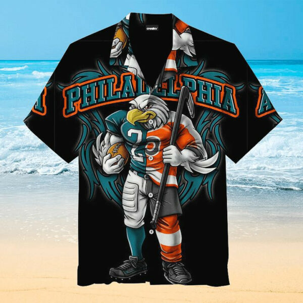 Sport-Team Philadelphia Eagles Mascot Black Hawaiian Shirt Men Women Aloha Shirt