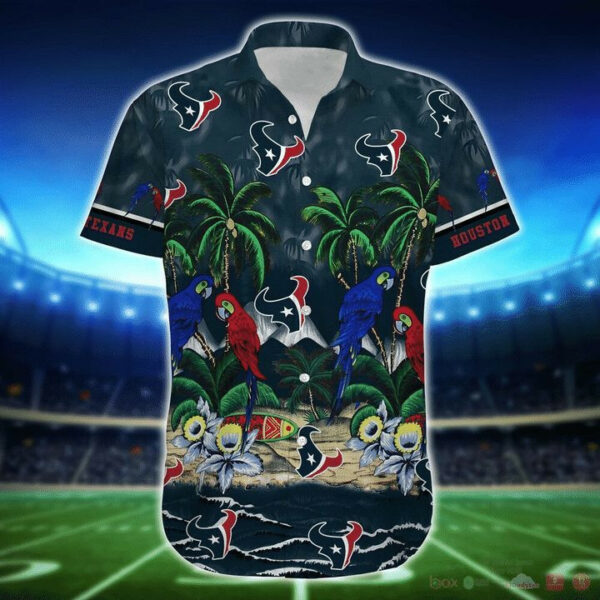 Sport-Team Houston Texans Coconut Tree Blue Hawaiian Shirt Men Women Aloha Shirt