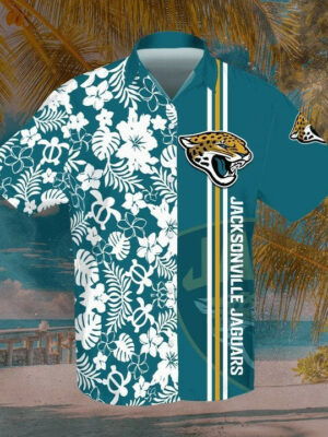 Sport-Team Jacksonville Jaguars Teal Flower Hawaiian Shirt Men Women Aloha Shirt