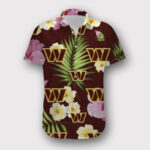 Sport-Team Washington Commanders Red Green Leaf Hawaiian Shirt Men Women Aloha Shirt
