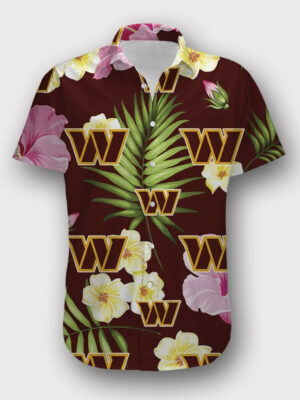 Sport-Team Washington Commanders Red Green Leaf Hawaiian Shirt Men Women Aloha Shirt