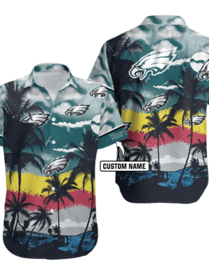 Sport-Team Philadelphia Eagles Custom Name Coconut Tree Hawaiian Shirt V2 Men Women Aloha Shirt