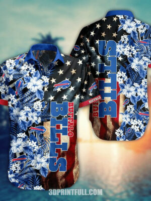 Sport-Team Buffalo Bills Flower Tropical American Flag Hawaiian Shirt Men Women Aloha Shirt