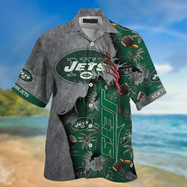 Sport-Team New York Jets Green Grey Hawaiian Shirt V2 Men Women Aloha Shirt