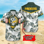 Sport-Team Green Bay Packers Custom Name Tropical Flower Logo Yellow Hawaiian Shirt Men Women Aloha Shirt