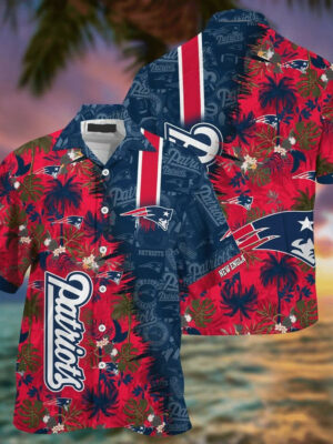 Sport-Team New England Patriots Coconut Beach Red Black Hawaiian Shirt Men Women Aloha Shirt