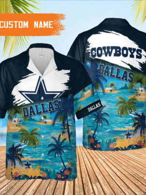 Sport-Team Dallas Cowboys Custom Name Coconut Beach Hawaiian Shirt Men Women Aloha Shirt