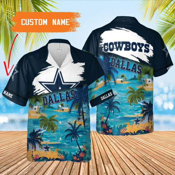 Sport-Team Dallas Cowboys Custom Name Coconut Beach Hawaiian Shirt Men Women Aloha Shirt