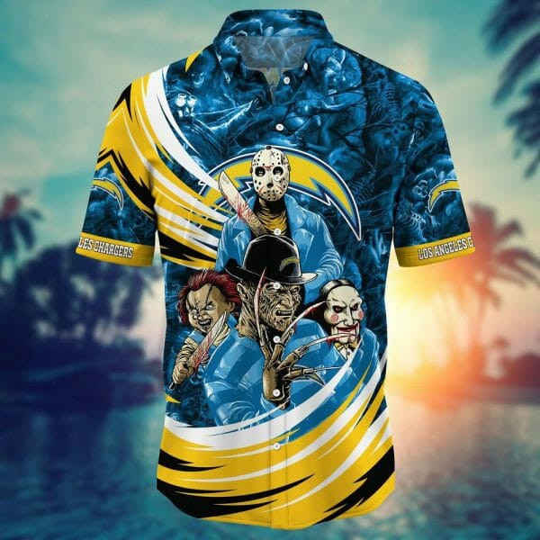 Sport-Team Los Angeles Chargers Halloween Blue Hawaiian Shirt Men Women Aloha Shirt