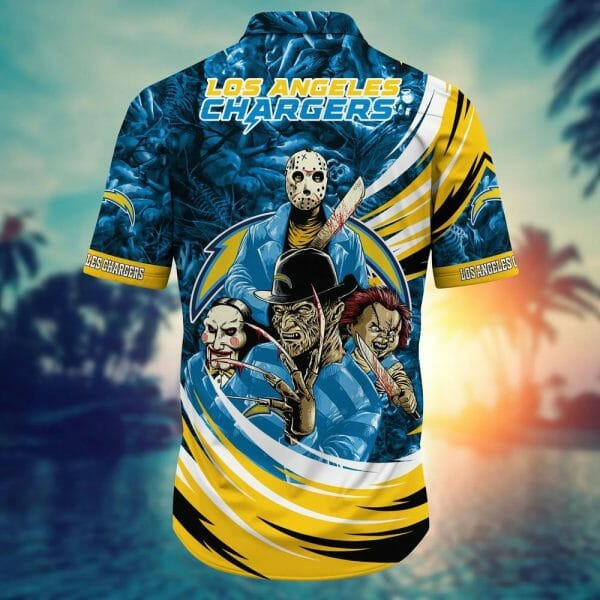 Sport-Team Los Angeles Chargers Halloween Blue Hawaiian Shirt Men Women Aloha Shirt