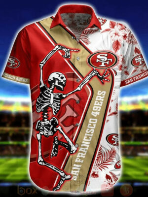 Sport-Team San Francisco 49ers Skeleton Dancing With Logo Hawaiian Shirt Men Women Aloha Shirt