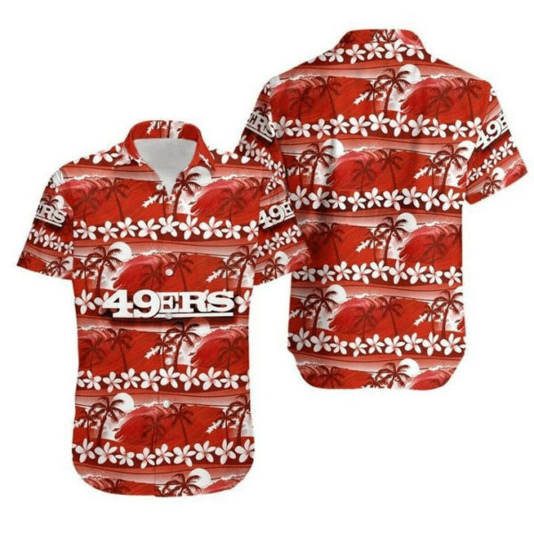 Sport-Team San Francisco 49ers Coconut Tree Pink Flower Hawaiian Shirt Men Women Aloha Shirt