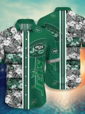 Sport-Team New York Jets Flowers Green Hawaiian Shirt V2 Men Women Aloha Shirt