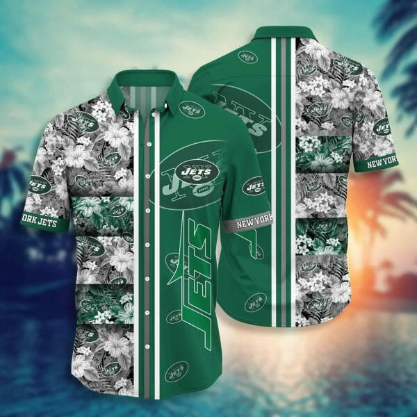 Sport-Team New York Jets Flowers Green Hawaiian Shirt V2 Men Women Aloha Shirt
