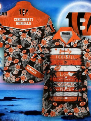 Sport-Team Cincinnati Bengals Orange Black Coconut Tree Hawaiian Shirt Men Women Aloha Shirt