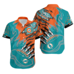 Sport-Team Miami Dolphins Aqua Orange Hawaiian Shirt Men Women Aloha Shirt