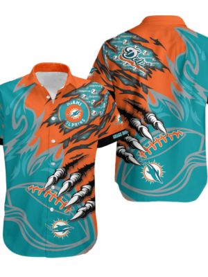 Sport-Team Miami Dolphins Aqua Orange Hawaiian Shirt Men Women Aloha Shirt