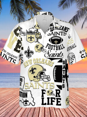 Sport-Team New Orleans Saints White Helmet Text Hawaiian Shirt Men Women Aloha Shirt