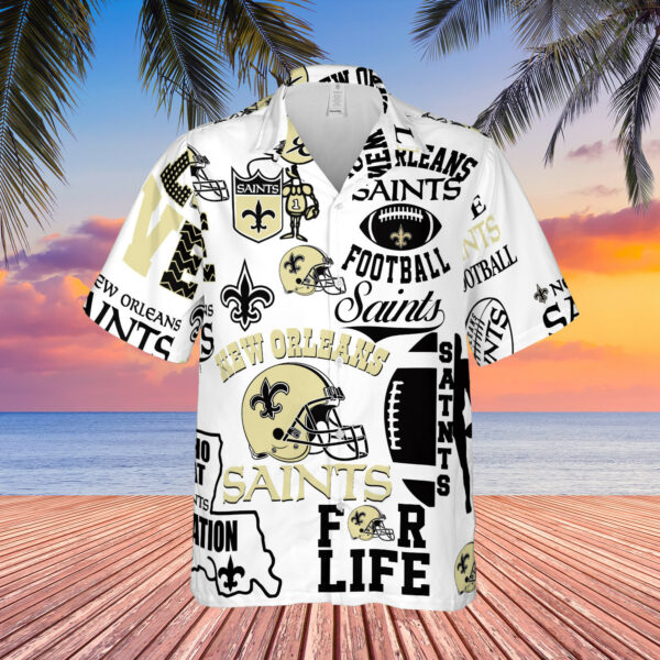 Sport-Team New Orleans Saints White Helmet Text Hawaiian Shirt Men Women Aloha Shirt