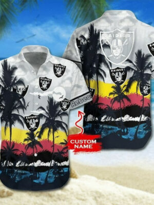 Sport-Team Las Vegas Raiders Custom Name Coconut Tree Hawaiian Shirt Men Women Aloha Shirt