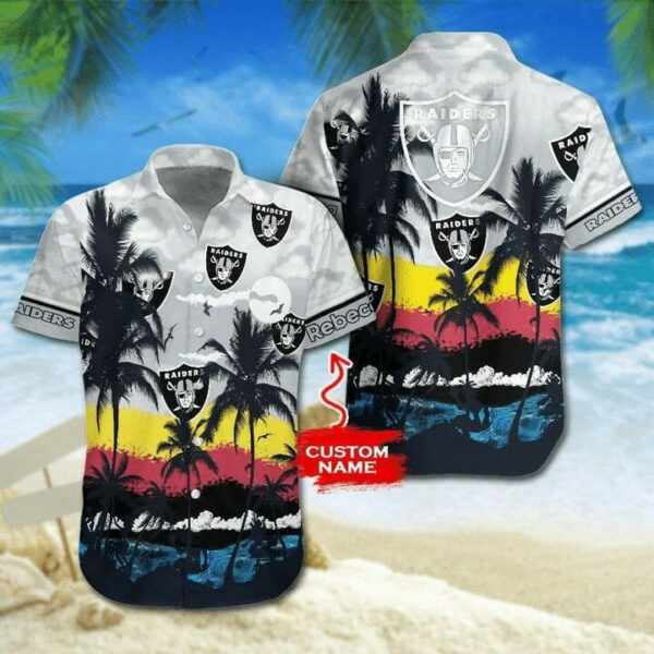 Sport-Team Las Vegas Raiders Custom Name Coconut Tree Hawaiian Shirt Men Women Aloha Shirt