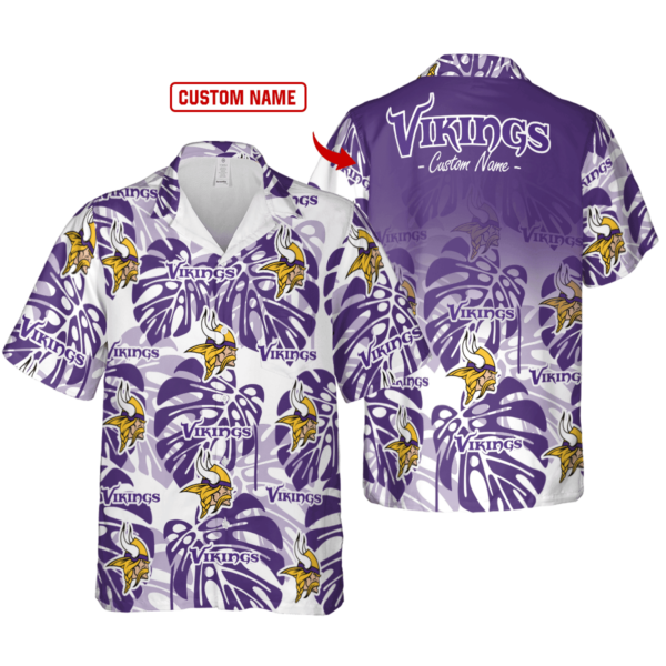Sport-Team Minnesota Vikings Custom Name White Purple Hawaiian Shirt Men Women Aloha Shirt