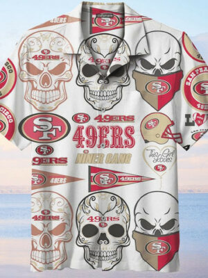 Sport-Team San Francisco 49ers White Skulls Edition Hawaiian Shirt Men Women Aloha Shirt