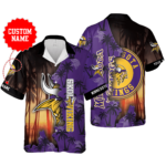 Sport-Team Minnesota Vikings Custom Name Coconut Purple Hawaiian Shirt Men Women Aloha Shirt