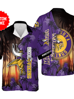 Sport-Team Minnesota Vikings Custom Name Coconut Purple Hawaiian Shirt Men Women Aloha Shirt