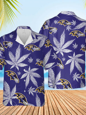 Sport-Team Baltimore Ravens Purple Weed Hawaiian Shirt Men Women Aloha Shirt