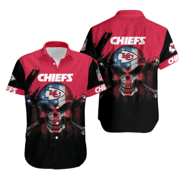 Sport-Team Kansas City Chiefs Red Skull Hawaiian Shirt Men Women Aloha Shirt