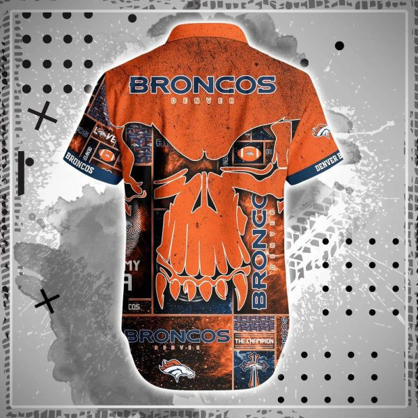 Sport-Team Denver Broncos Orange Punisher Skull Hawaiian Shirt Men Women Aloha Shirt
