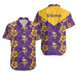Sport-Team Minnesota Vikings Yellow Flower Purple Hawaiian Shirt Men Women Aloha Shirt