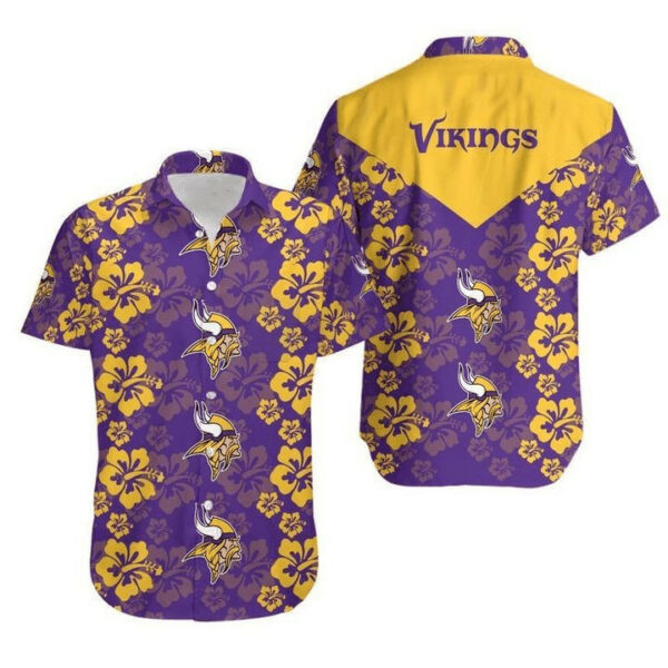 Sport-Team Minnesota Vikings Yellow Flower Purple Hawaiian Shirt Men Women Aloha Shirt