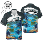 Sport-Team Philadelphia Eagles Custom Name Coconut Tree Hawaiian Shirt Men Women Aloha Shirt