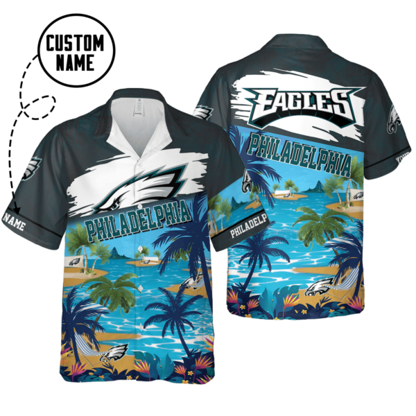 Sport-Team Philadelphia Eagles Custom Name Coconut Tree Hawaiian Shirt Men Women Aloha Shirt