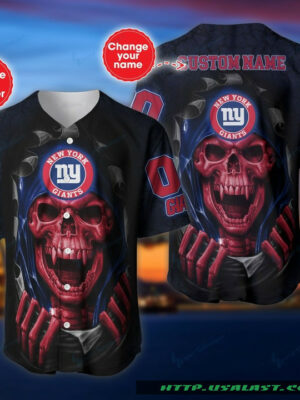 Sport-Team New York Giants Custom Name Number Skull Baseball Jersey Shirt