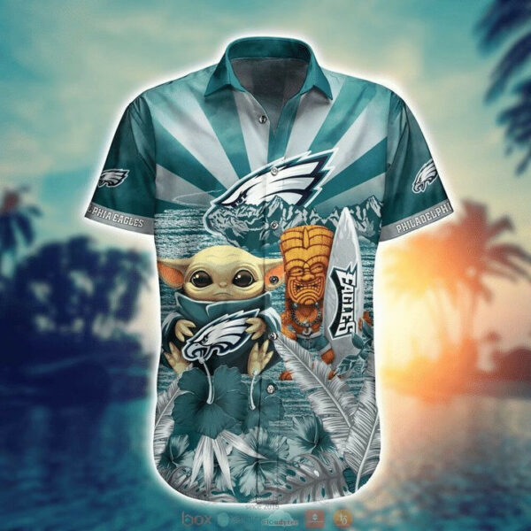 Sport-Team Philadelphia Eagles Baby Yoda Hawaiian Shirt Men Women Aloha Shirt