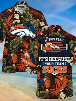 Sport-Team Denver Broncos Tropical Flowers Hawaiian Shirt Men Women Aloha Shirt